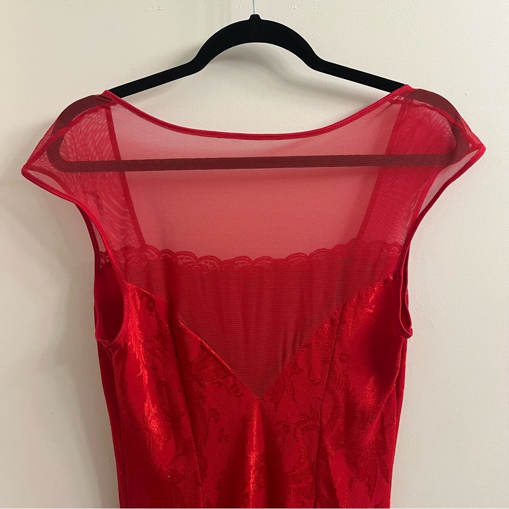 Victoria’s Secret Vintage Gold Label Red Satin Mesh Dress Size Medium - Picture 5 of 9